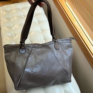 HOBO Metallic Gray Tote Bag